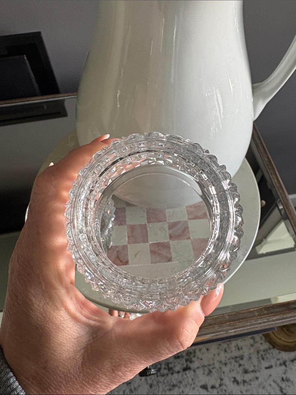 Vintage Clear Glass "Diamond Point" Fairy Lamp Angel Light- Has chip. - Picture 3 of 13